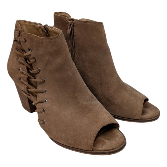 Lucky Brand Hartlee Ankle Boots Womens Brown Suede Leather Open Toe Size 8 - Picture 5 of 12